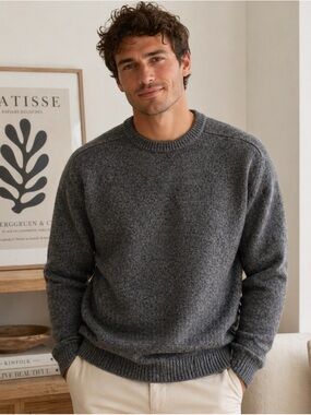 Gary Reed Men's Crewneck Sweater in Heather Gray - Classic Knit